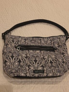 Sakroots "Artist Circle" Black and Cream Soulful Owl Fabric Shoulder Purse/Bag